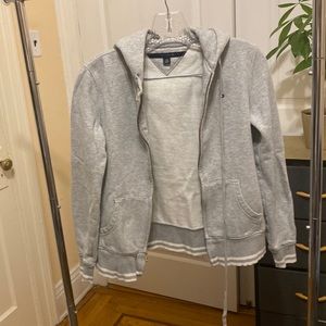 Grey Tommy Hilfiger grey zipped hoodie. Size XS